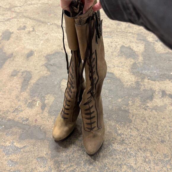 Vintage Miss Sixty brown Genuine Leather Lace-Up Tall Knee High Platform Boots - Picture 5 of 8
